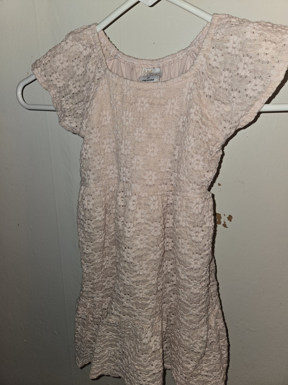 Just Lizzy Girls' Light Pink Crochet Fit-and-Flare Dress
